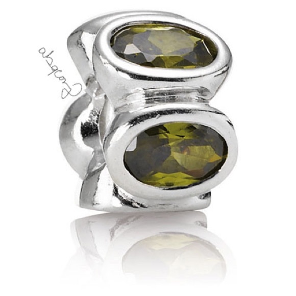 EUC Pandora 790311GCZ Sterling Silver w/ Green Zirconia Oval Lights Bead - Picture 1 of 9